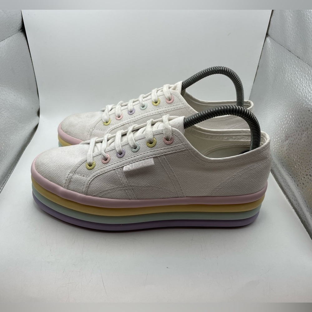 Superga women’s white canvas platform sneakers size EU 39